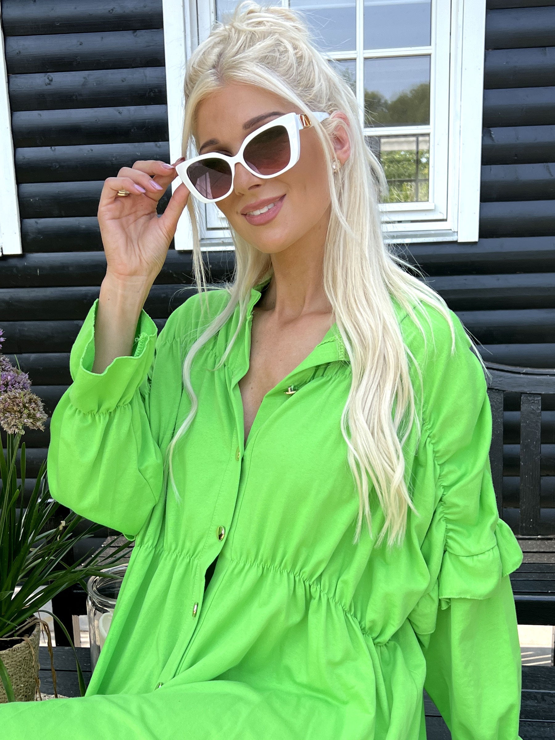 Monica Jersey - Söt joggingklänning med volanger - Blue